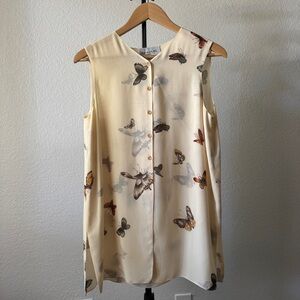 100% Silk Sleeveless Cream Top Emanuel Ungaro Vintage